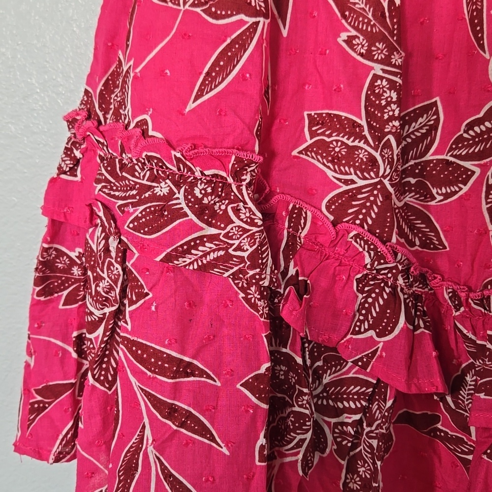 Lush | NWT Bright Pink Cotton Tie Front Top And Mini Skirt Set Size Medium - Picture 12 of 16